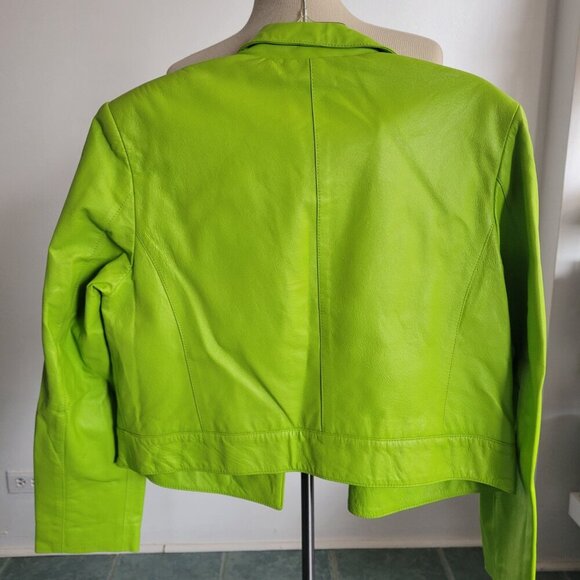 Newport News Women's Lime Green Leather Jacket (Size: 18) - Picture 5 of 14